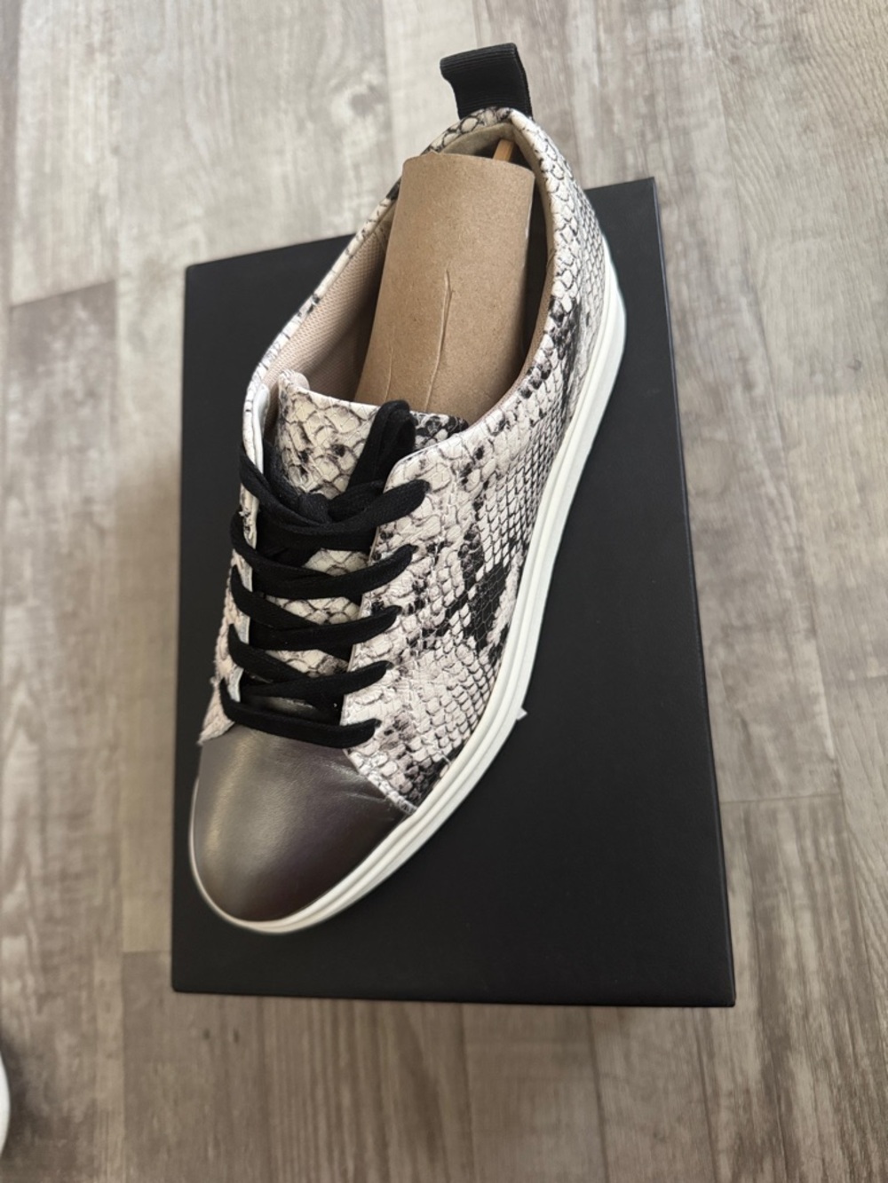 Naturalizer Snake-Print Sneaker with Metallic Toe and Black Accents